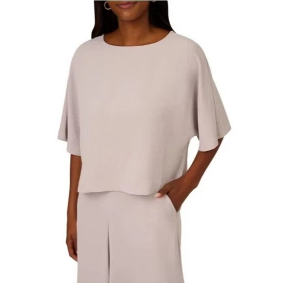 NEW Adrianna Papell Women's Set L 2 Piece Polyester Flare pants/ Kimono Crop Top - Picture 2 of 11